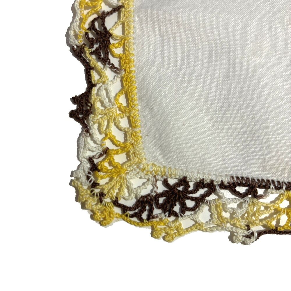 Heirloom Linen Bridesmaid Handkerchief Cottage Core Wedding Vintage Crochet Lace - Picture 3 of 3